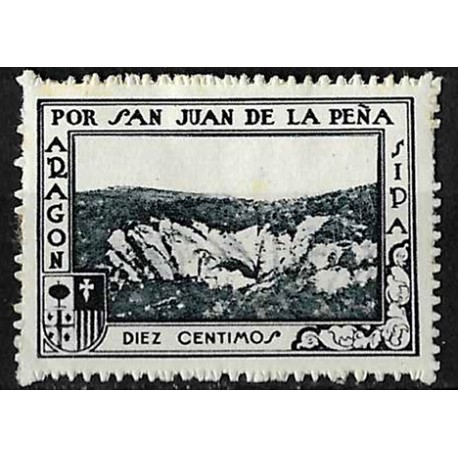 Viñeta. Aragón por San Juan de la Peña. 10 Céntimos (Nuevo, con señal de fijasellos)