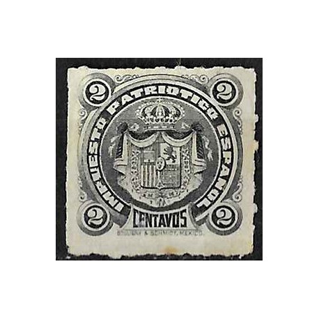 Viñeta. Méjico. Impuesto Patriótico Español. 2 Centavos (Nuevo, con señal de fijasellos y sin goma)