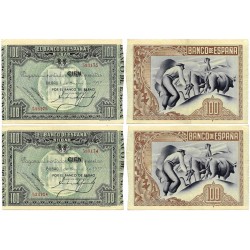 España (II República). 1937. 100 Pesetas (MBC+) Pareja Correlativa