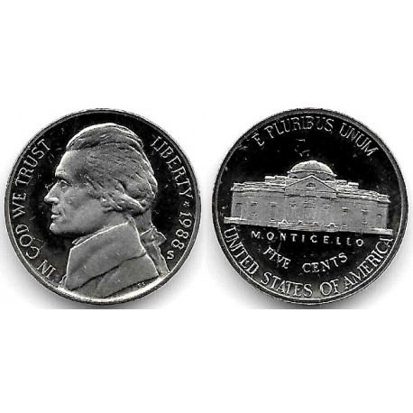 (A192) Estados Unidos de América. 1988(S). 5 Cents (Proof)