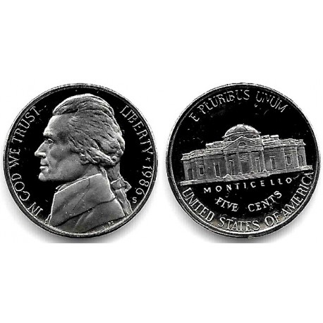 (A192) Estados Unidos de América. 1986(S). 5 Cents (Proof)