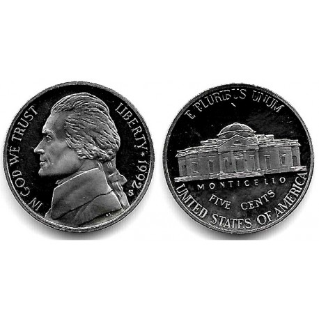 (A192) Estados Unidos de América. 1992(S). 5 Cents (Proof)
