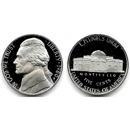 (A192) Estados Unidos de América. 1980(P). 5 Cents (Proof)