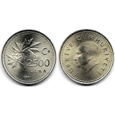 (1015) Turquía. 1991. 2500 Lira (SC-)