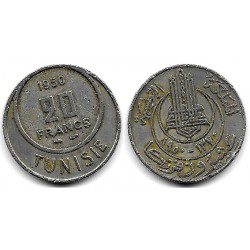 (274) República Tunecina. 1950. 20 Francs (MBC-)