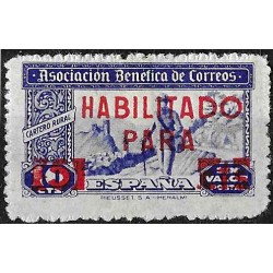 Asociación Benéfica de Correos. Habilitado para 15 Céntimos (Nuevo, con señal de fijasellos)