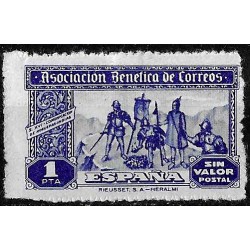 Asociación Benéfica de Correos. 1 Peseta (Nuevo, con señal de fijasellos)