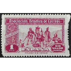 Asociación Benéfica de Correos. 1 Peseta (Nuevo, con señal de fijasellos)