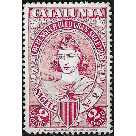 Viñeta. Berenguer III. Catalunya. 2 Céntimos (Nuevo, con señal de fijasellos)
