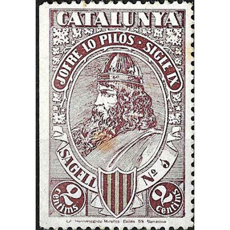 Viñeta. Jofre lo Pilós. Catalunya. 2 Céntimos (Nuevo, con señal de fijasellos y manchas)
