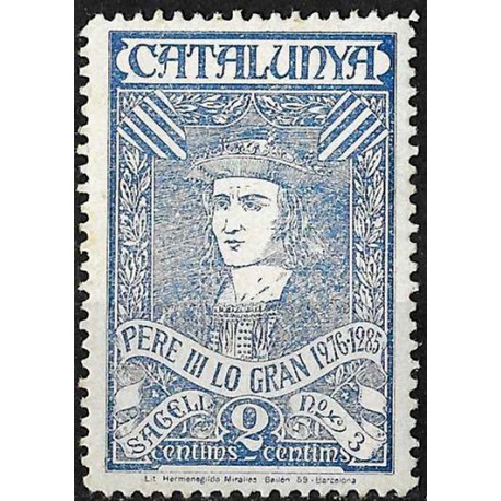 Viñeta. Pere III. Catalunya. 2 Céntimos (Nuevo, con señal de fijasellos)