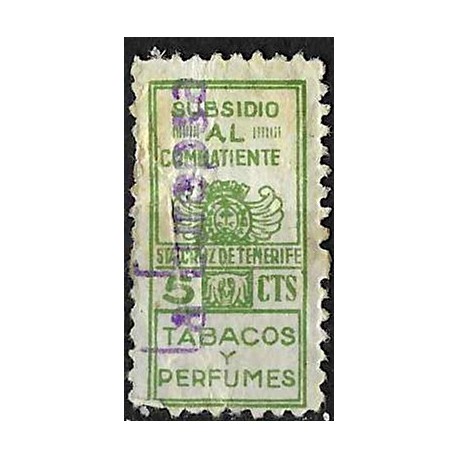Viñeta. Subsidio al Combatiente. Sta. Cruz de Tenerife. 5 Céntimos (Usado)