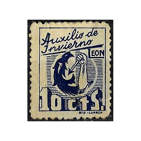 Viñeta. Auxilio de Invierno. León. 10 Céntimos (Nuevo, con señal de fijasellos y sin goma)