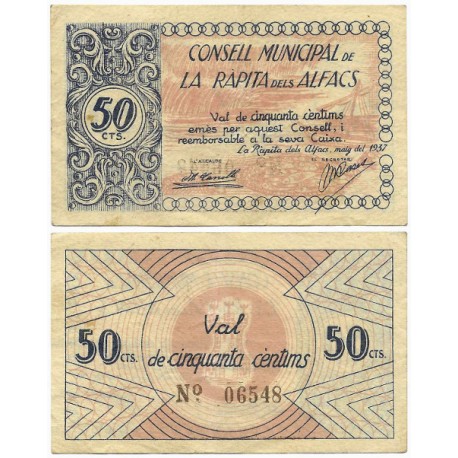 La Rápita dels Alfacs. 1937. 50 Céntimos (EBC-)