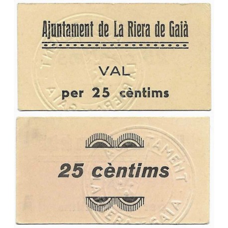 Riera de Gaià. 1937. 25 Céntimos (SC)