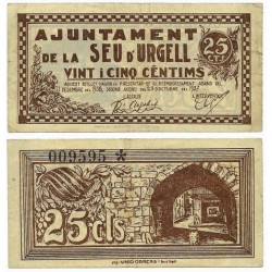 La Seu d,Urgell. 1937. 25 Céntimos (MBC)