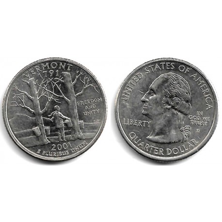 (321) Estados Unidos de América. 2001(D). Quarter Dollar (EBC) Vermont