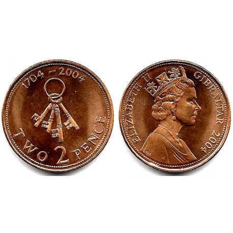 (1044) Gibraltar. 2004. 2 Pence (SC)