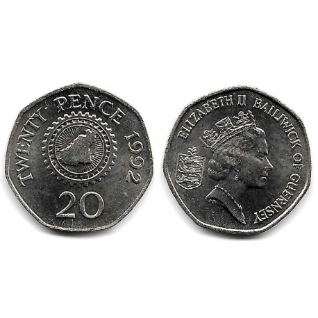 (44) Guernsey. 1992. 20 Pence (SC)