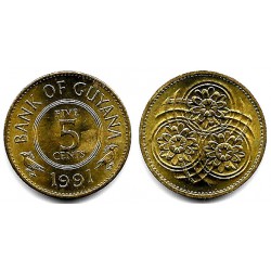 (32) Guyana. 1991. 5 Cents (EBC+)