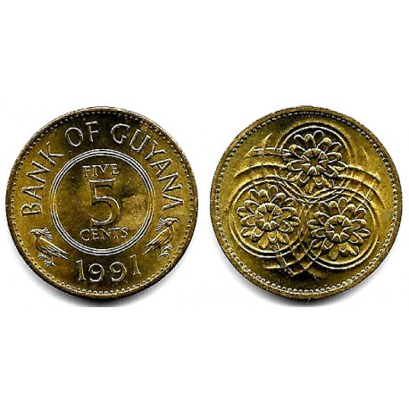 (32) Guyana. 1991. 5 Cents (EBC+)