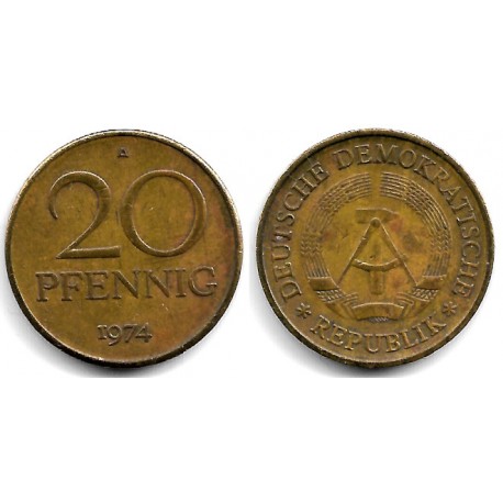 (11) Alemania Democrática. 1974(A). 20 Pfennig (BC+)