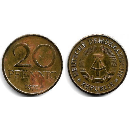 (11) Alemania Democrática. 1971. 20 Pfennig (BC/BC-)