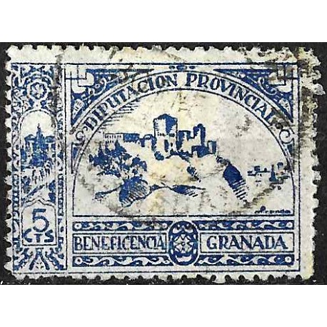Viñeta. Diputación Provincial. Beneficencia. Granada. 5 Céntimos (Usado)