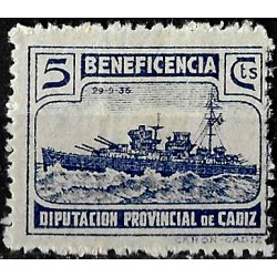 Viñeta. Beneficencia. Diputación Provincial de Cádiz. 5 Céntimos (Nuevo, con señal de fijasellos)