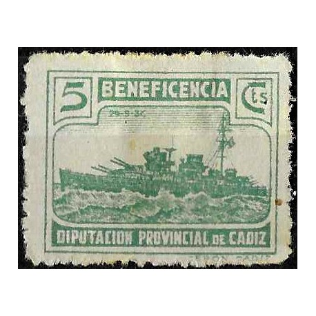 Viñeta. Beneficencia. Diputación Provincial de Cádiz. 5 Céntimos (Nuevo, con señal de fijasellos y sin goma)