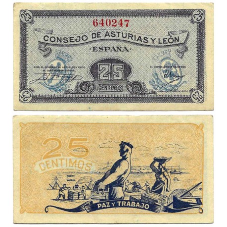 Consejo de Asturias y León. 1936. 25 Céntimos (EBC)