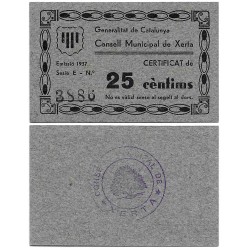 Xerta. 1937. 25 Céntimos (SC-)