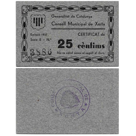 Xerta. 1937. 25 Céntimos (SC-)