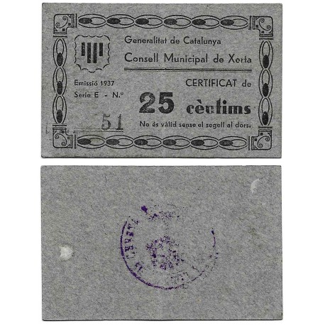 Xerta. 1937. 25 Céntimos (SC-)