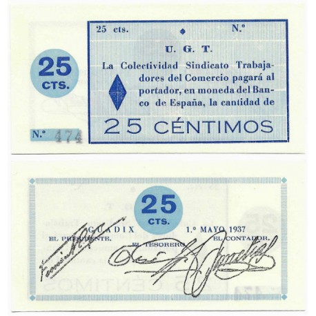 Guadix. 1937. 25 Céntimos (SC)
