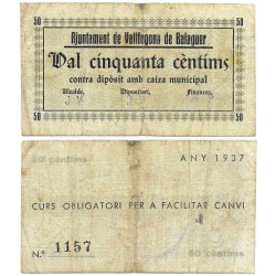Vallfogona de Balaguer. 1937. 50 Céntimos (BC)