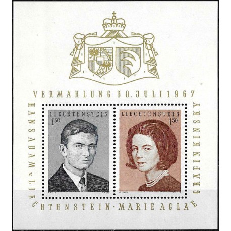 Liechtenstein. 1967. Hoja Conmemorativa (Nuevo) Boda Real
