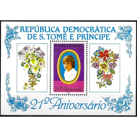 Santo Tomás y Príncipe. 1982. Hoja Conmemorativa (Nuevo) 21 Aniv. Lady Diana Spencer