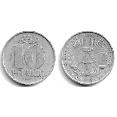 (10) Alemania Democrática. 1965(A). 10 Pfennig (BC+)