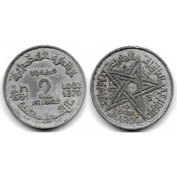 (Y47) Marruecos. 1370AH. 2 Francs (MBC)