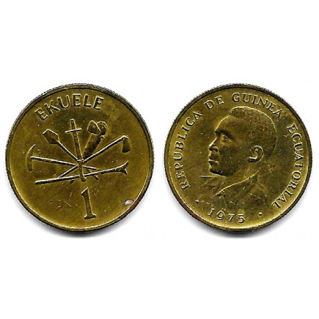 (32) Guinea Ecuatorial. 1975. 1 Ekuele (MBC) Leve Mancha