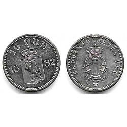 (350) Noruega. 1882. 10 Ore (EBC+) (Plata)