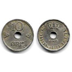 (383) Noruega. 1925. 10 Ore (BC) Dañada