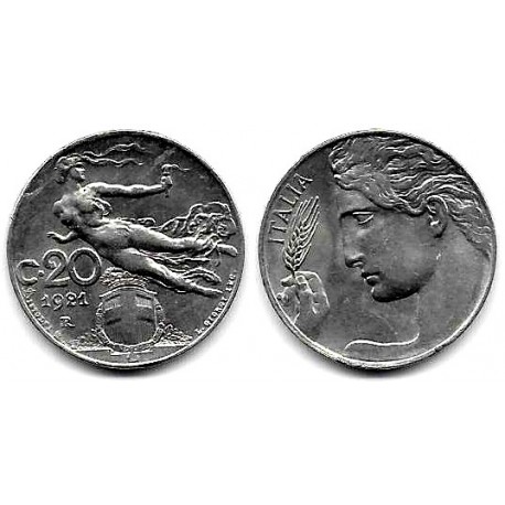 (44) Italia. 1921. 20 Centesimi (EBC) Mancha