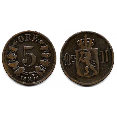(349) Noruega. 1876. 5 Ore (MBC)