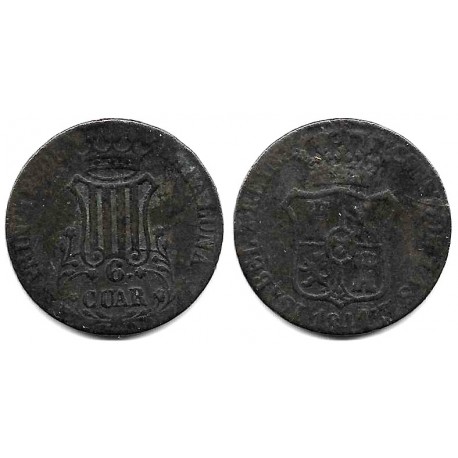 Isabel II. 1841. 6 Cuartos (BC) Ceca de Cataluña