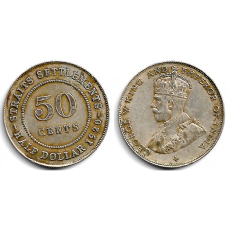 (35.1) Straits Settlements. 1920. 50 Cents (BC+)