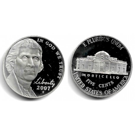(381) Estados Unidos de América. 2007(S). 5 Cents (Proof)