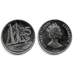 (90a) Islas Caimán. 1992. 25 Cents (SC)