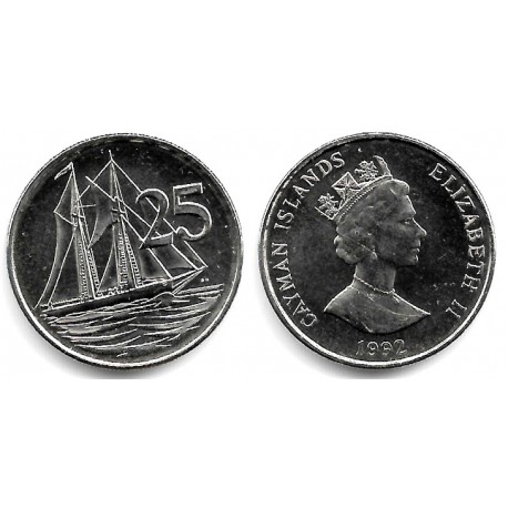 (90a) Islas Caimán. 1992. 25 Cents (SC)